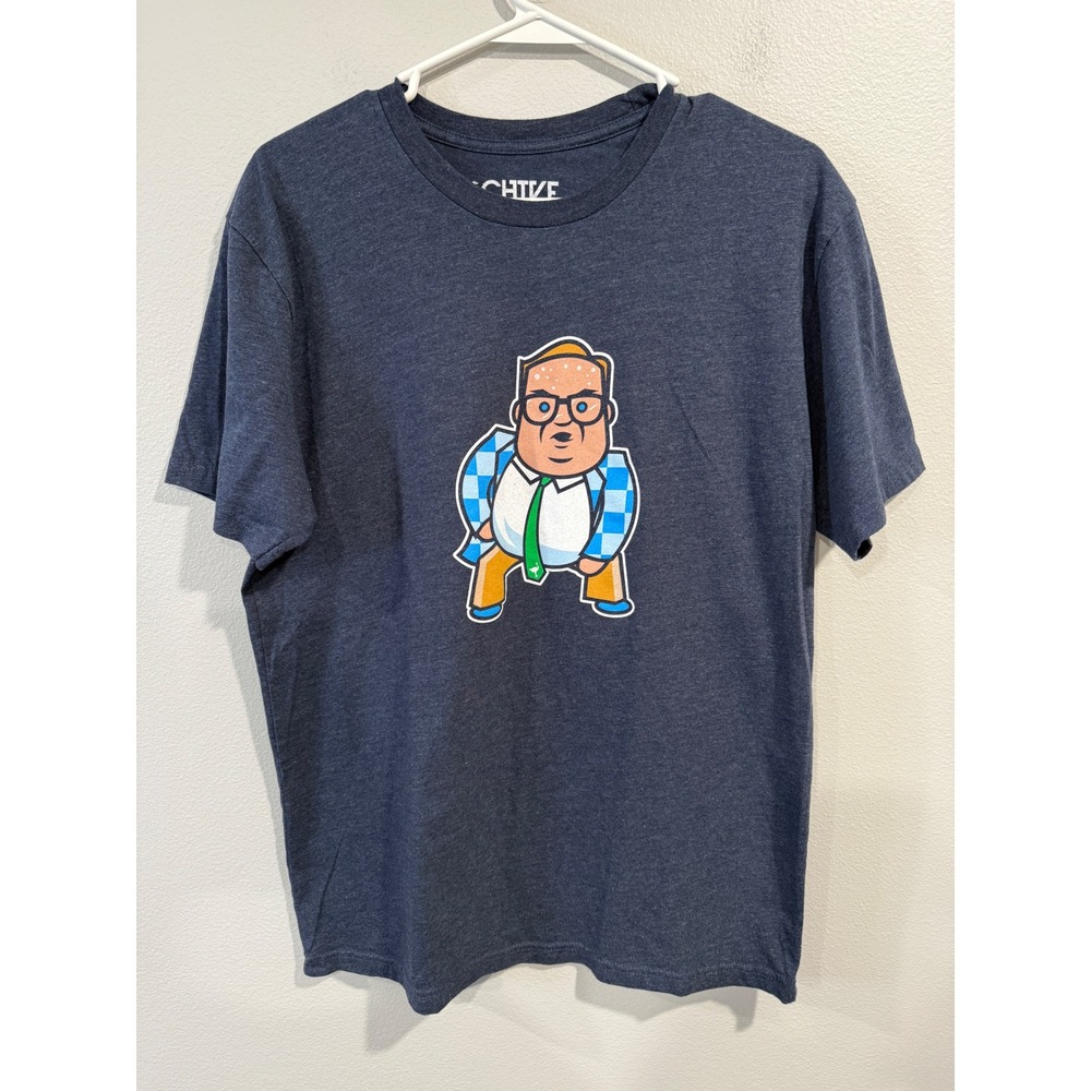 CHIVE TEES Men's Navy Graphic T-Shirt‎ Funny Cartoon Character Tee Size Large